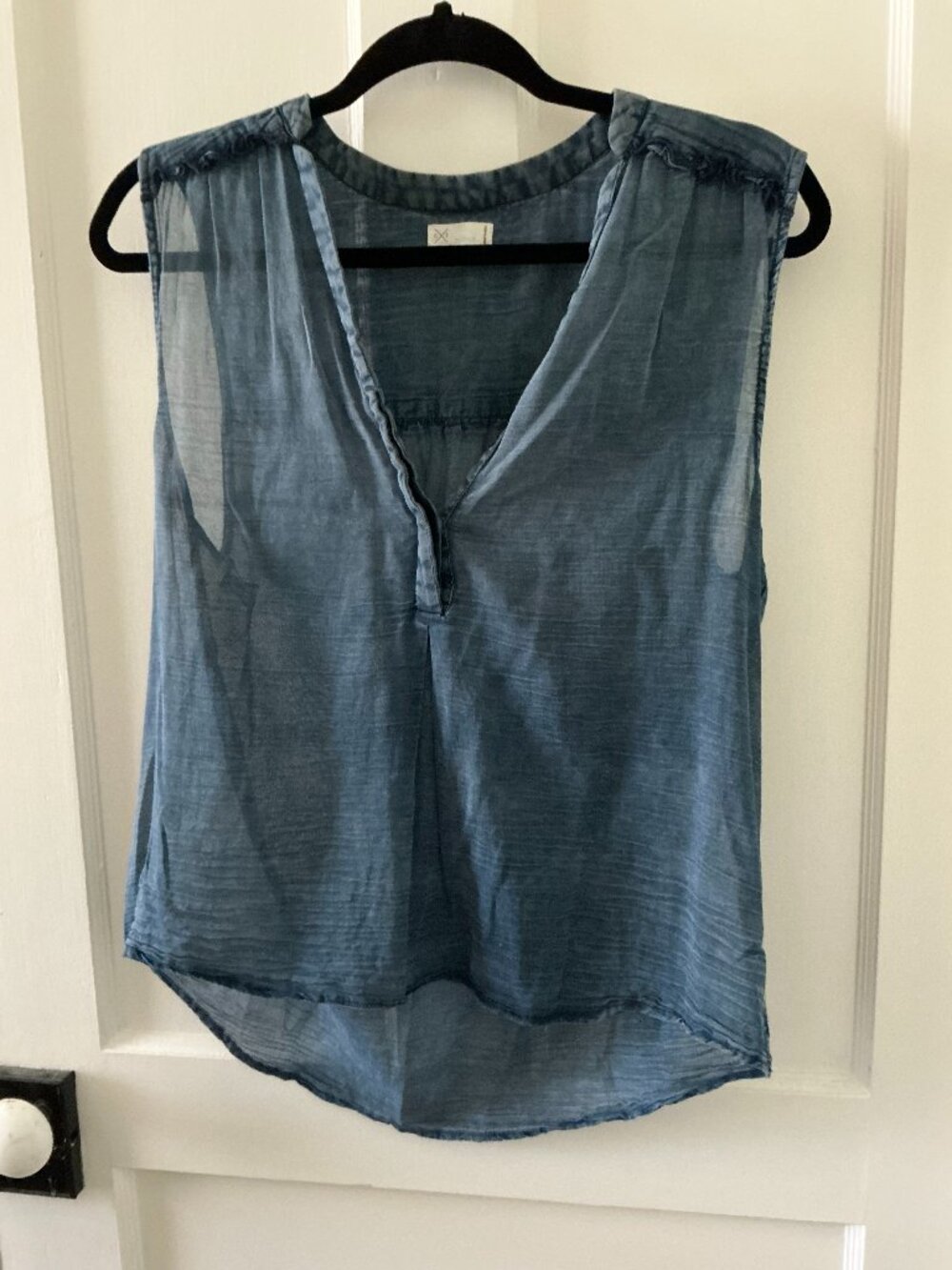 GxF Collection sheer blue sleeveless women's top (medium)